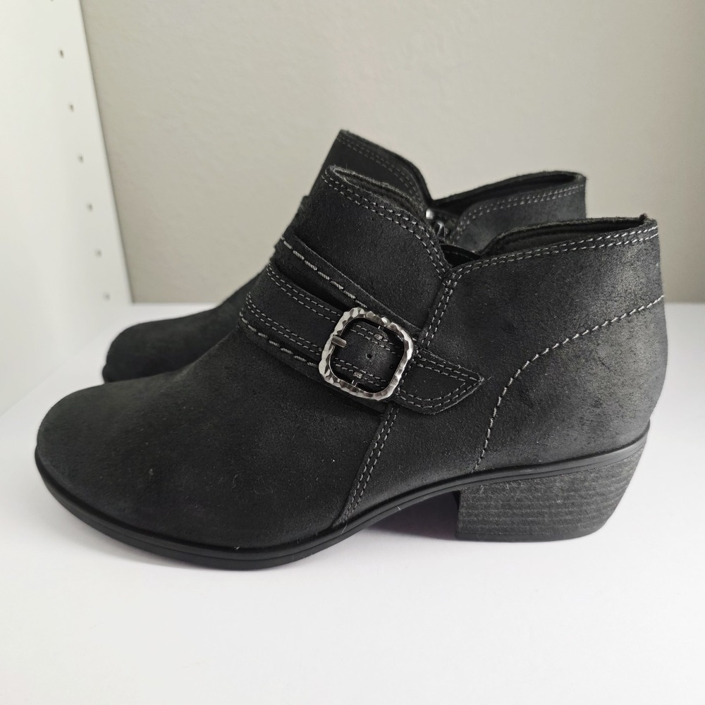 Clarks Collection Charleton Bay Leather Bootie - Black Suede - Size 6.5M - Picture 6 of 13